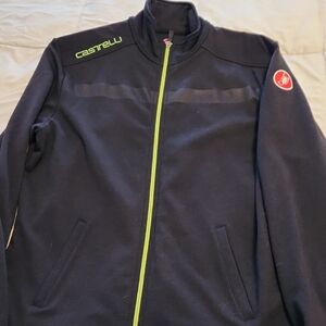 Castelli Men's Black Casual Wear Jacket with Green Zipper
